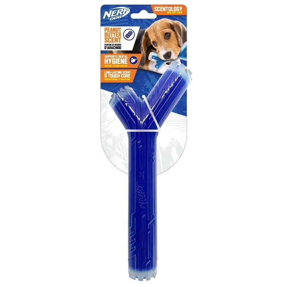 Nerf Dog Super Scent NF-7133 Dental Chew Peanut Butter 10 Inch Dog Toy